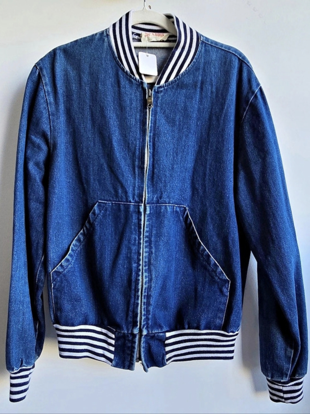Women's Blue Denim Bomber Jacket Excellent Condition
